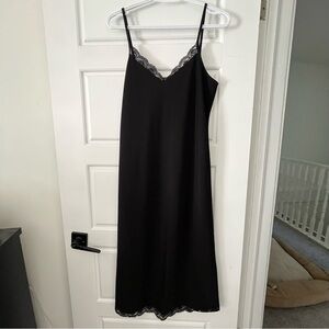 Black Lace Trim Slip Midi Dress - XS Highline Collective